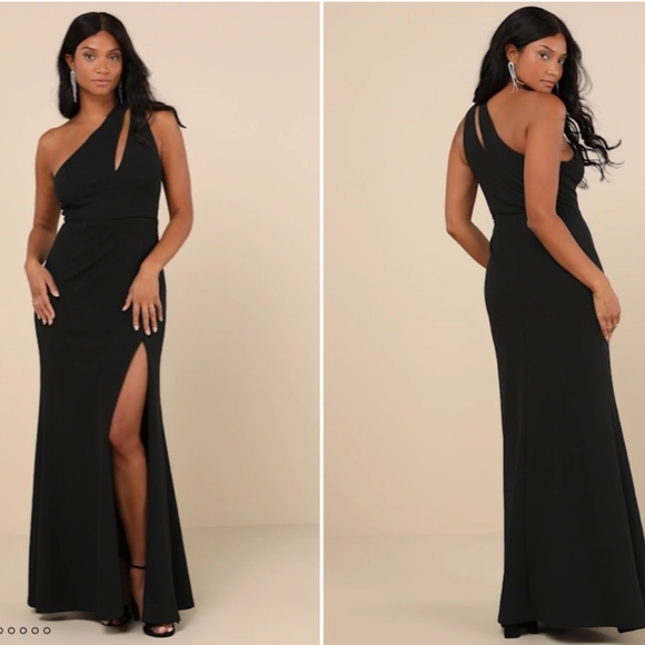 LULU's Sexy Prom Wedding Bridesmaid One Shoulder Chic Mermaid Maxi Dress - Picture 1 of 8